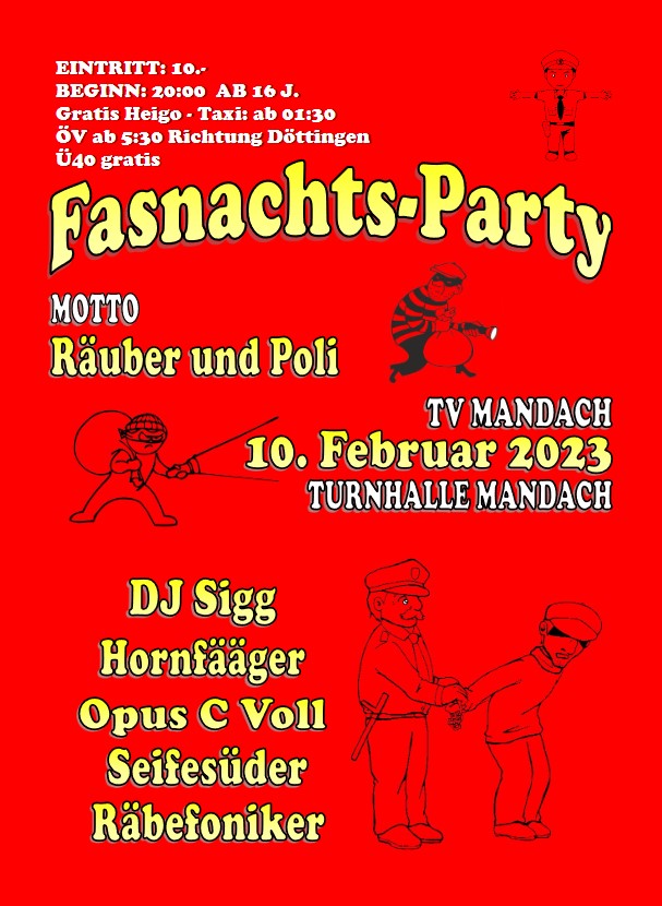 Flyer Fasnachtsparty 2023